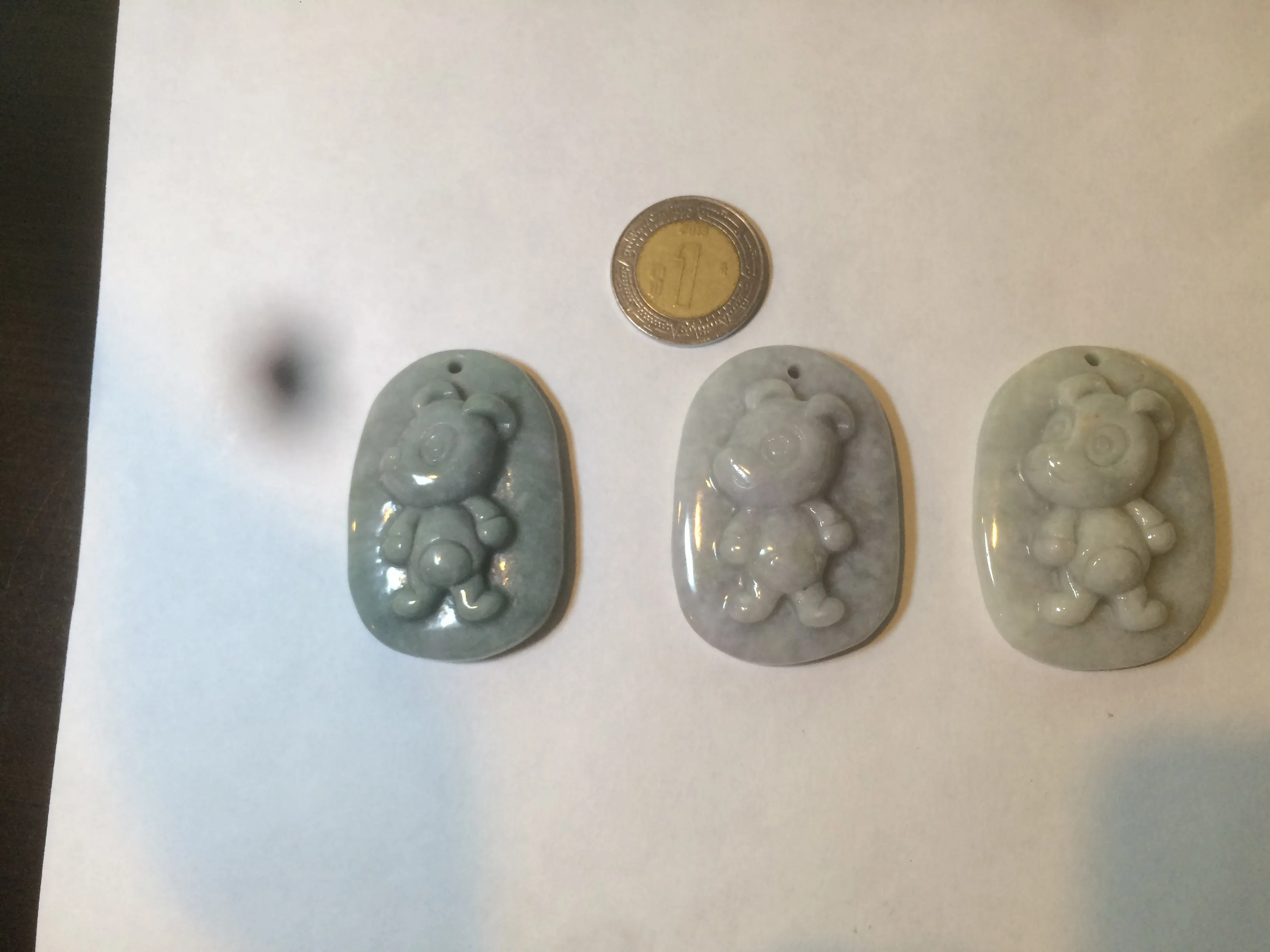 100% Natural light green Jadeite Jade little doggy pendant A64