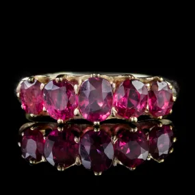 Antique Victorian Ruby Ring 2.90Ct Natural Rubies 18Ct Gold Circa 1900 Cert