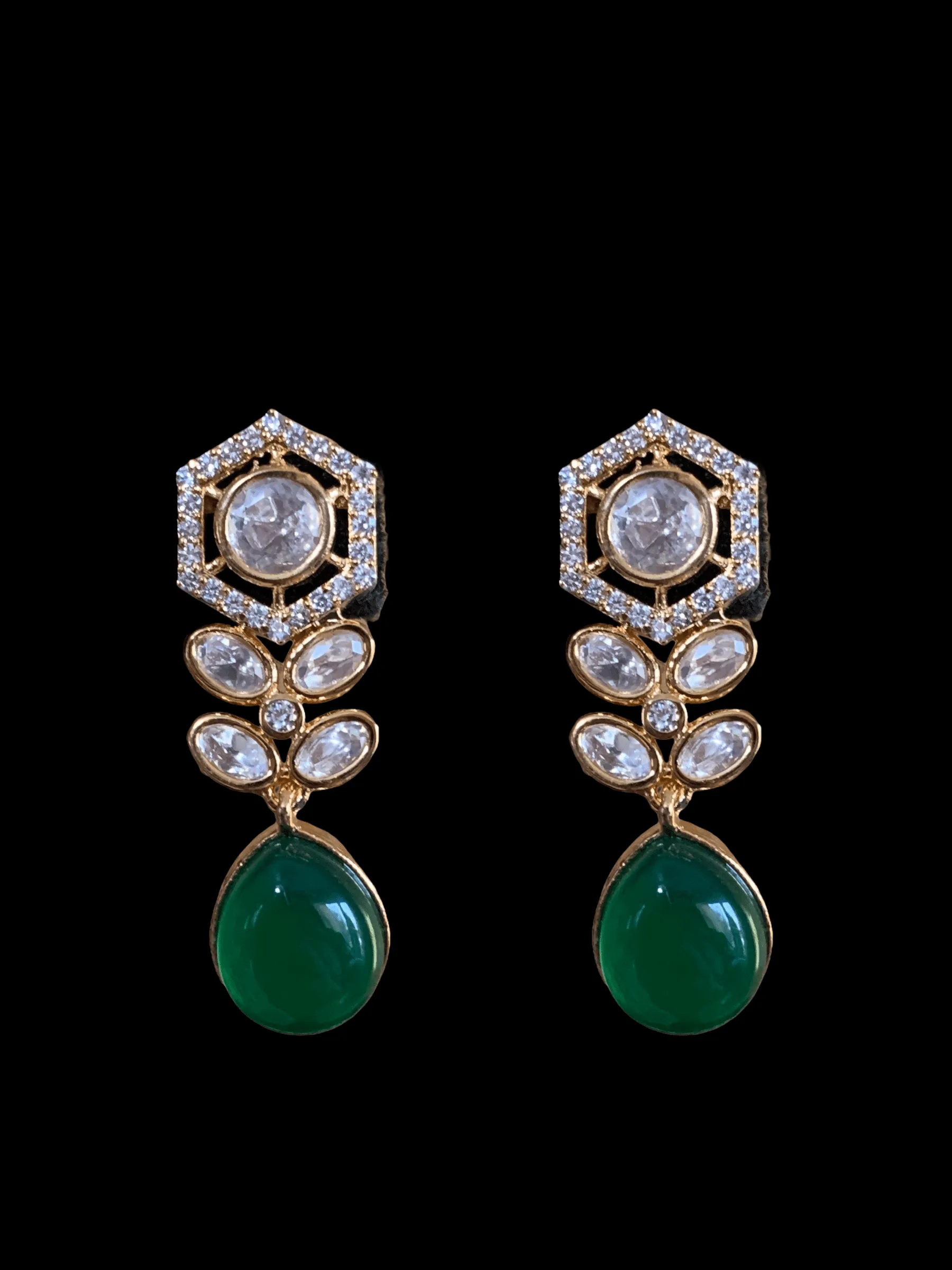C188 green cz polki gold plated choker ( READY TO SHIP)