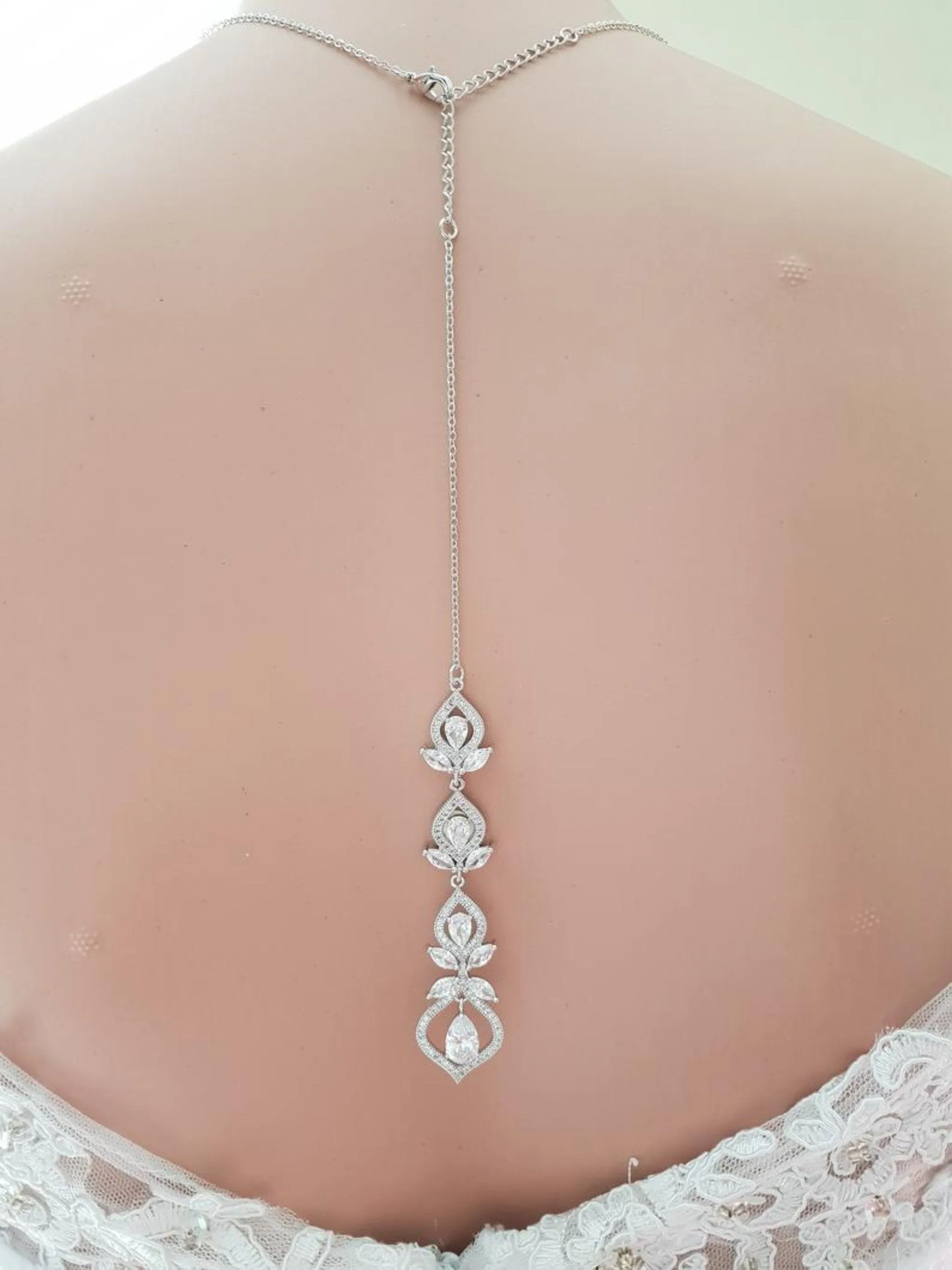 Crystal Gold Wedding Necklace & Back Jewelry-Meghan