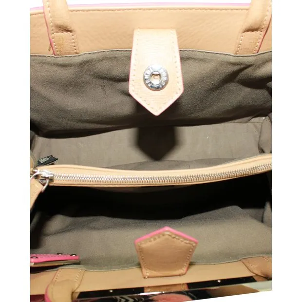 FENDI Brown Petit 2 Jours Handbag With Pink Charm