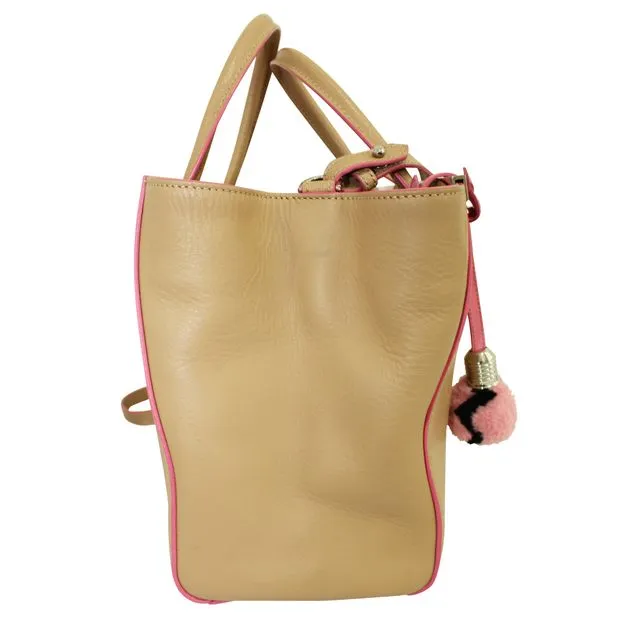 FENDI Brown Petit 2 Jours Handbag With Pink Charm