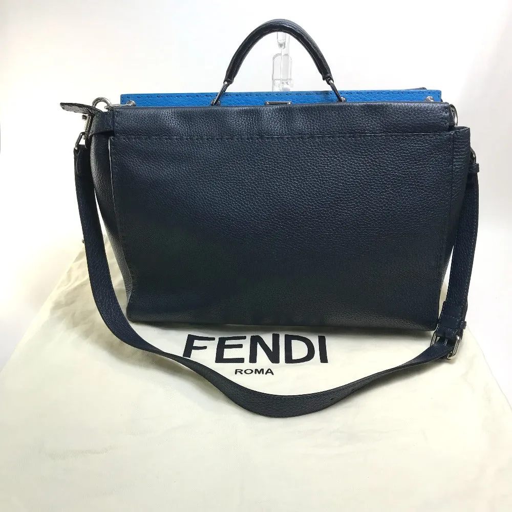 FENDI Business bag 7VA388 leather Navy x blue Celeria Peekaboo mens Used