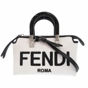 FENDI Handbag 8BS067 ANVG Canvas, Leather white By the way small