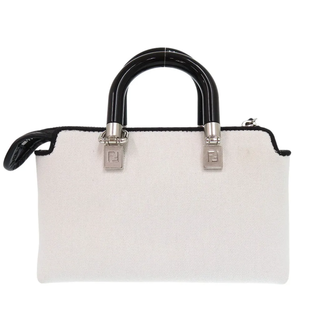 FENDI Handbag 8BS067 ANVG Canvas, Leather white By the way small