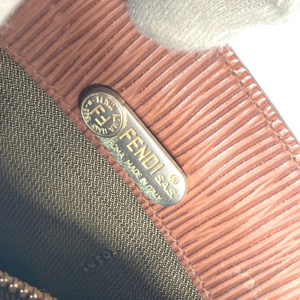 FENDI Handbag leather Brown vintage FF logo