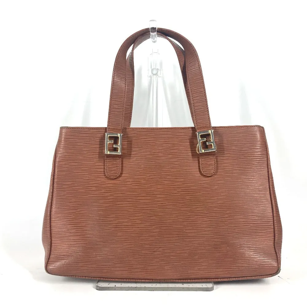 FENDI Handbag leather Brown vintage FF logo