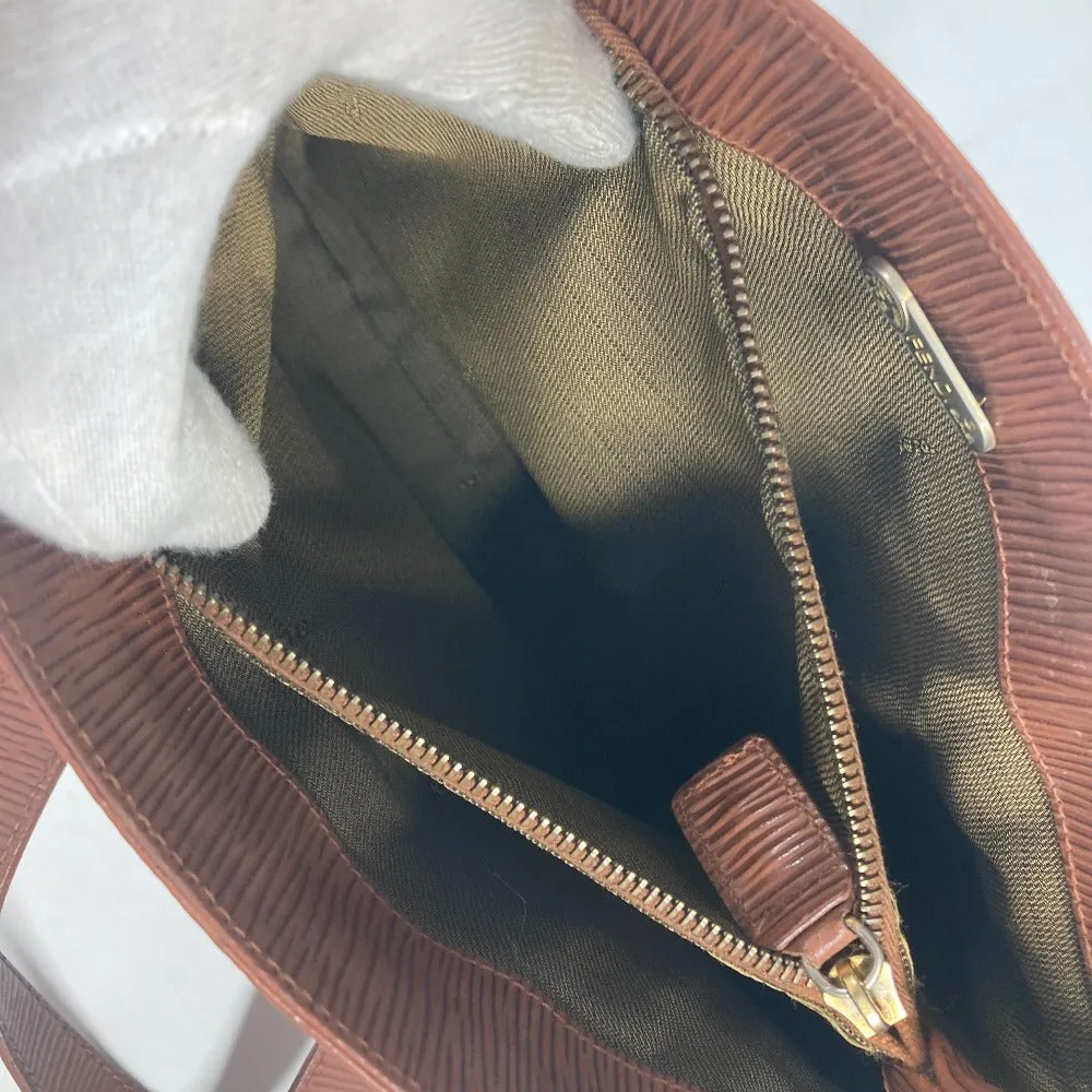 FENDI Handbag leather Brown vintage FF logo