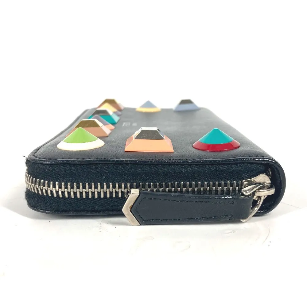 FENDI Long Wallet Purse 8M0299 leather black Long wallet Studs