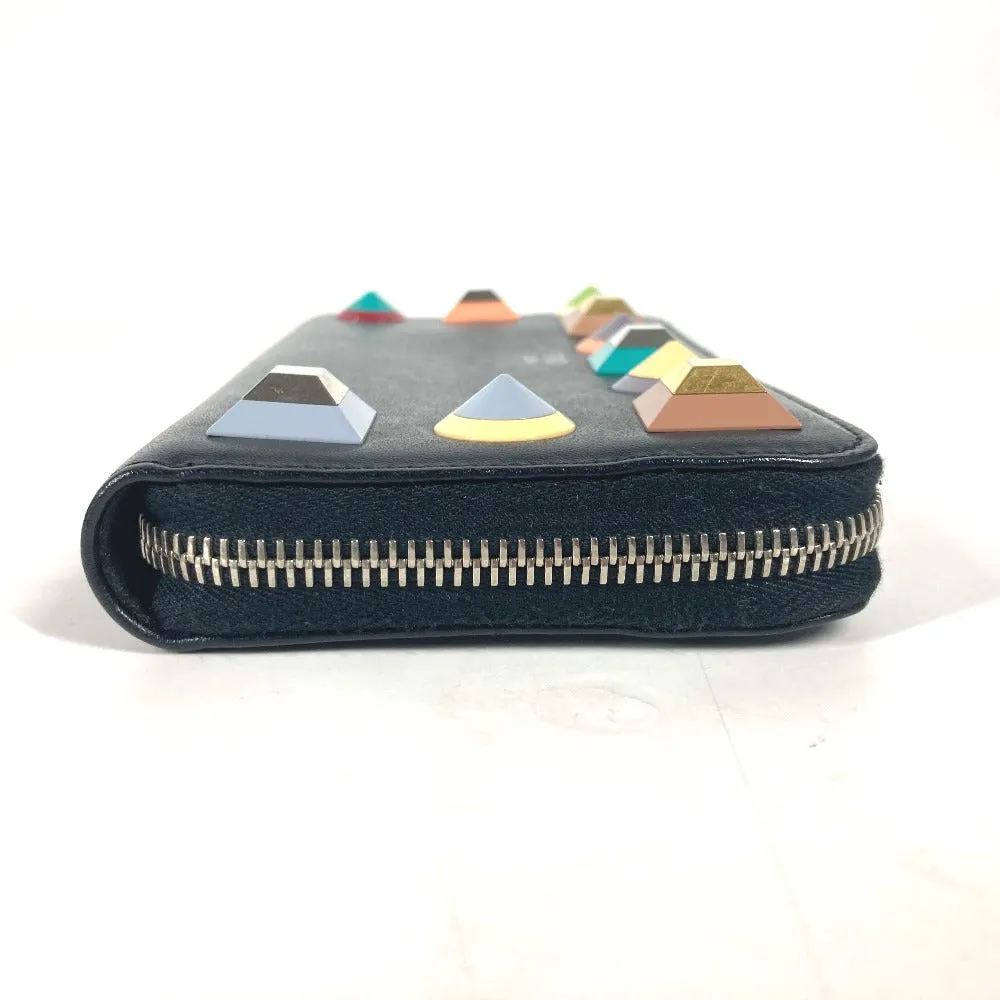 FENDI Long Wallet Purse 8M0299 leather black Long wallet Studs