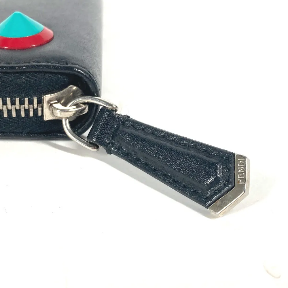 FENDI Long Wallet Purse 8M0299 leather black Long wallet Studs