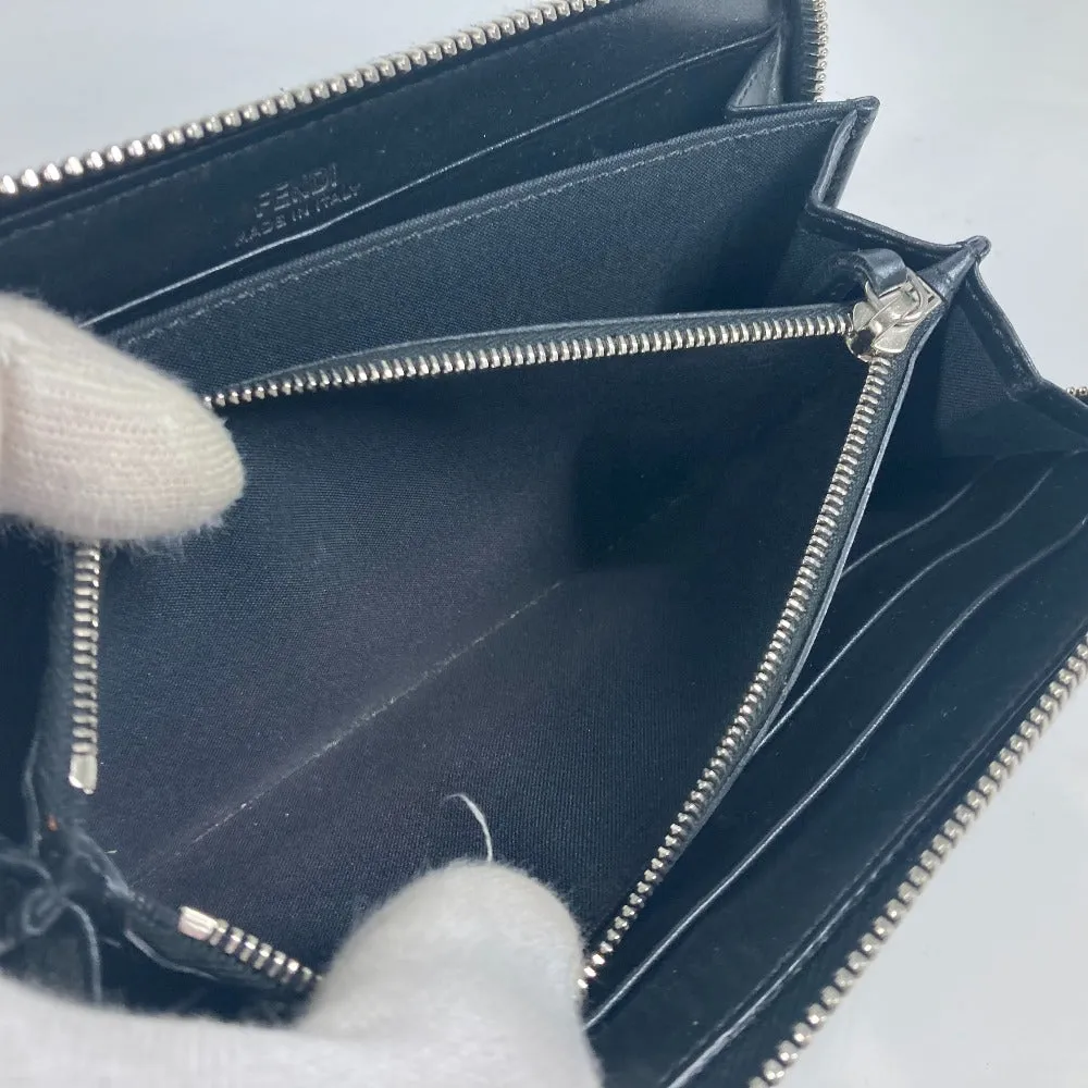 FENDI Long Wallet Purse 8M0299 leather black Long wallet Studs