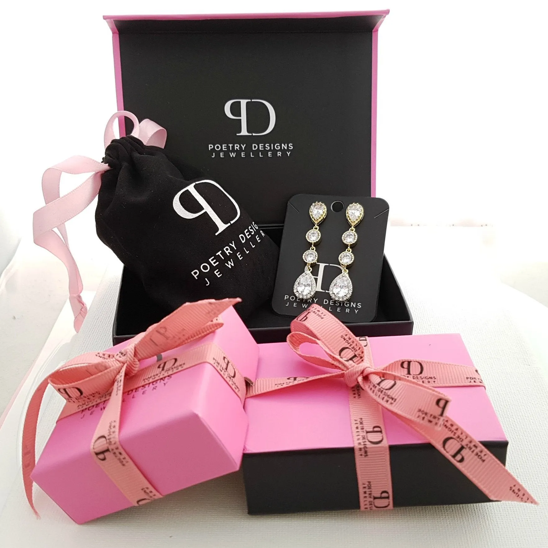 Long Black Drop Earrings- Zoe