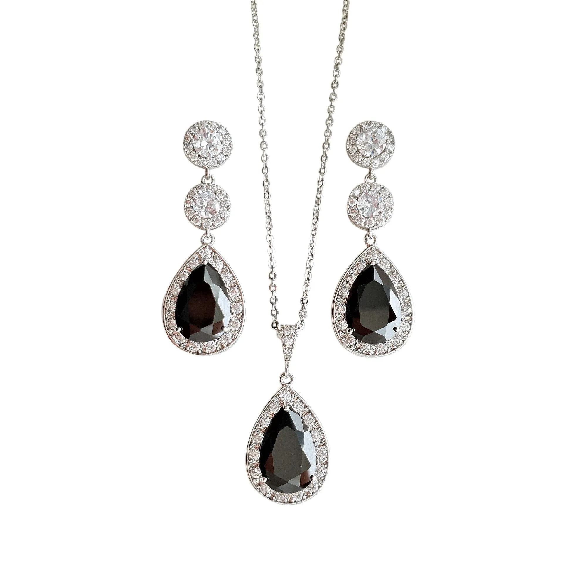 Long Black Drop Earrings- Zoe
