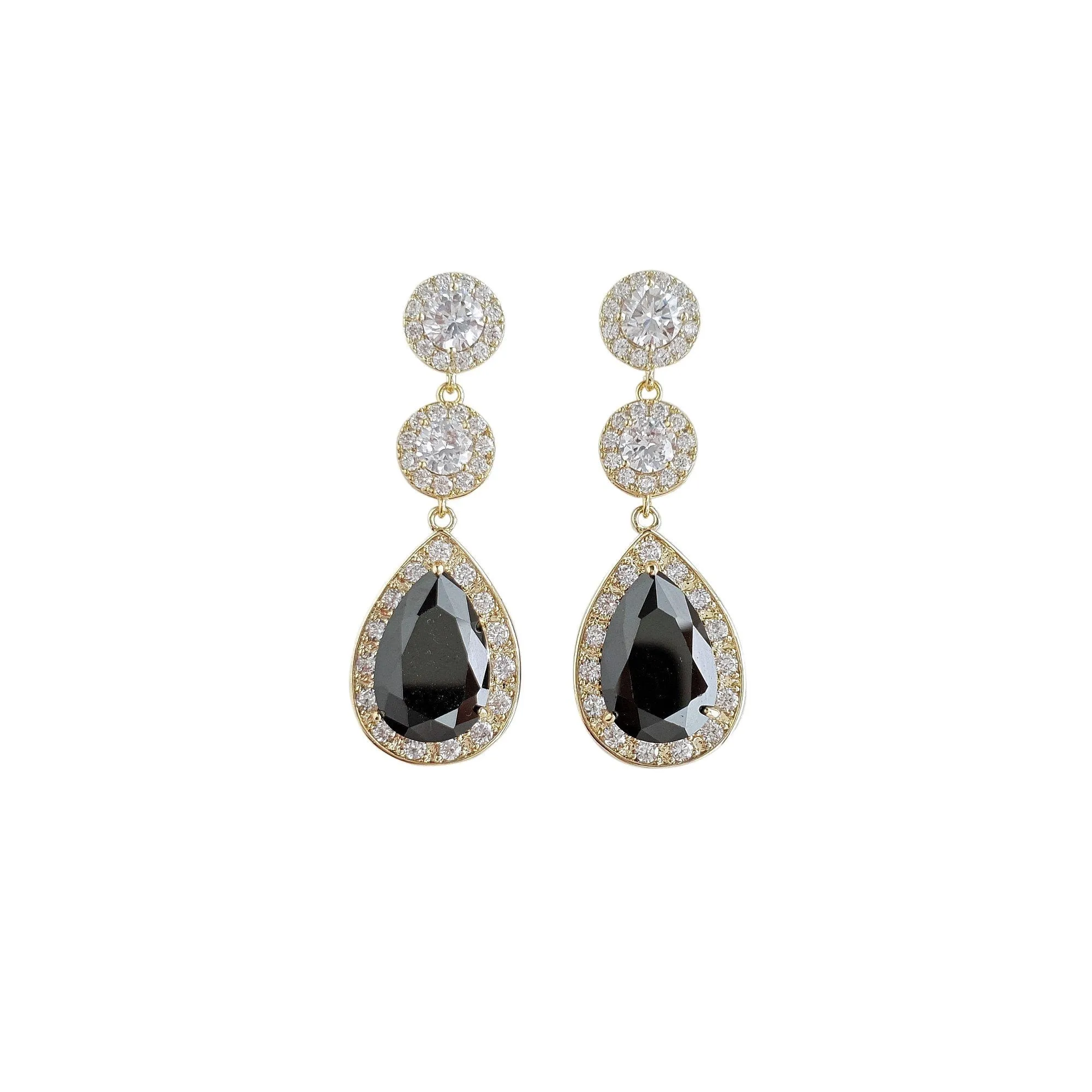 Long Black Drop Earrings- Zoe