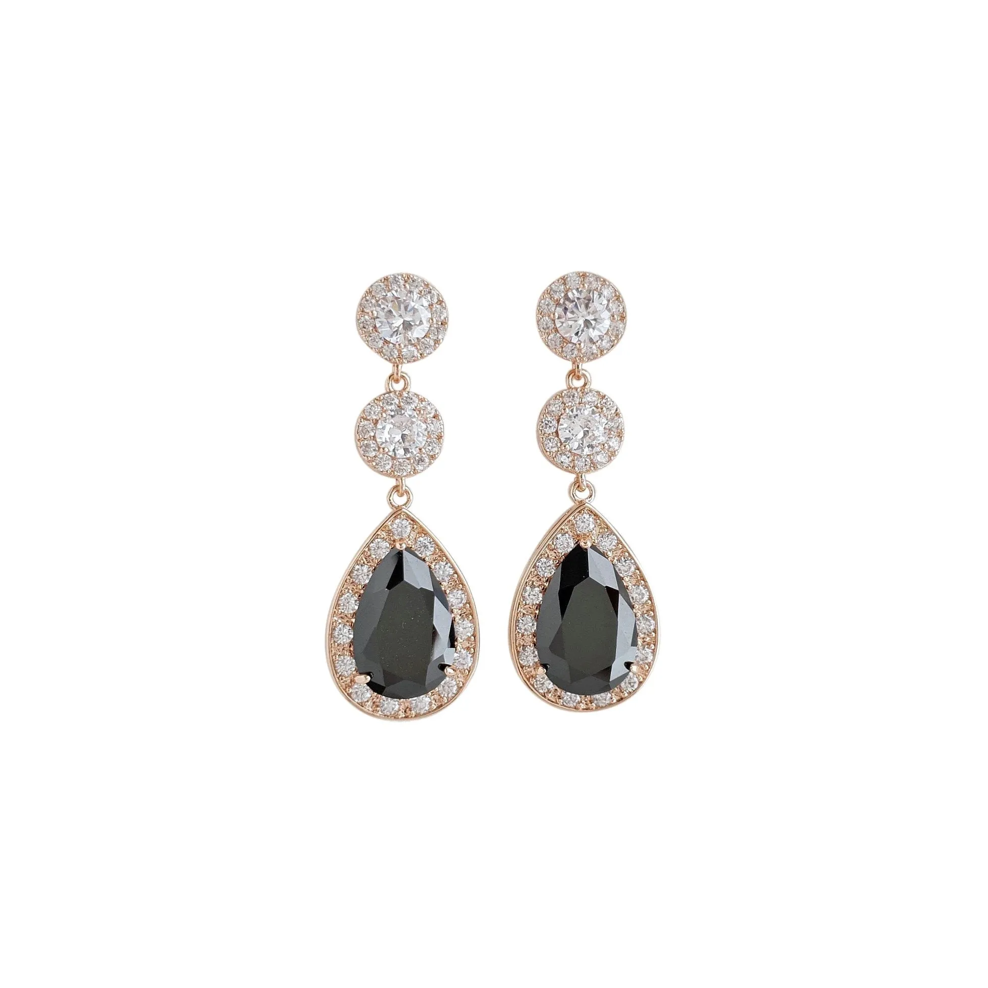 Long Black Drop Earrings- Zoe