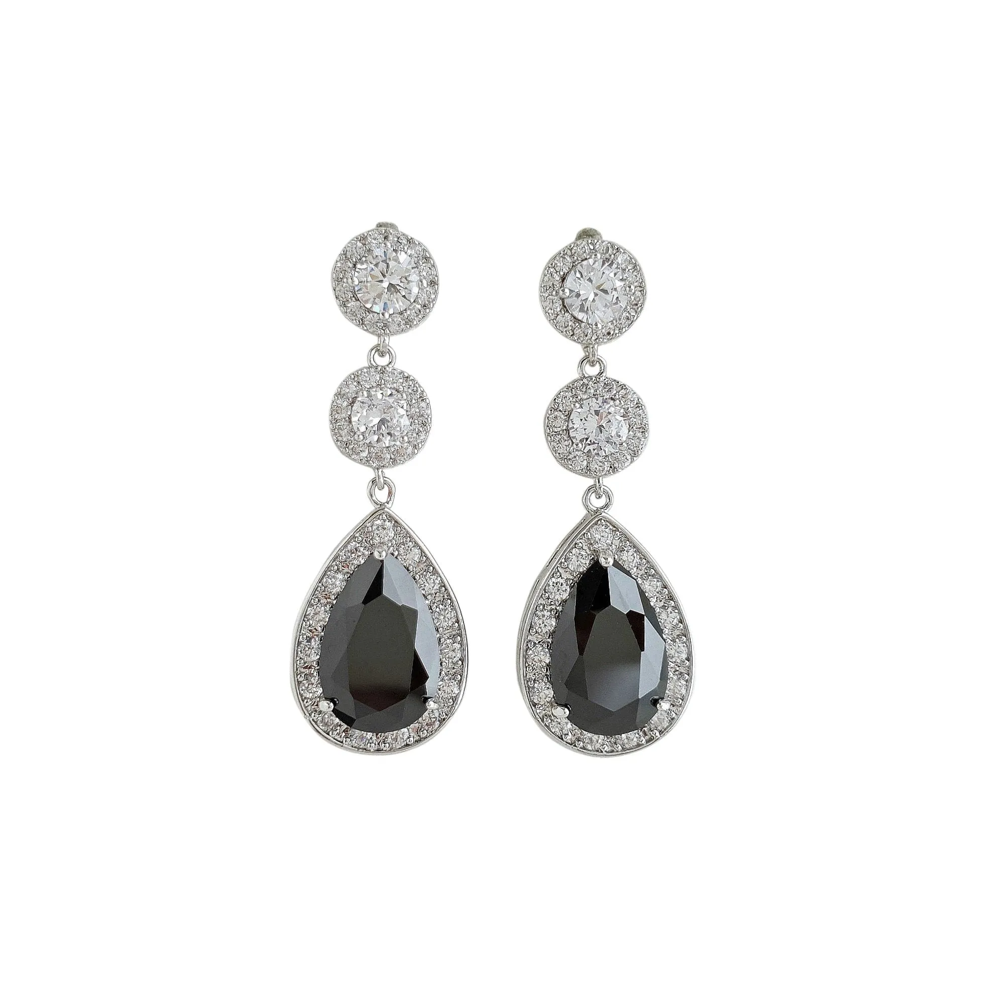 Long Black Drop Earrings- Zoe