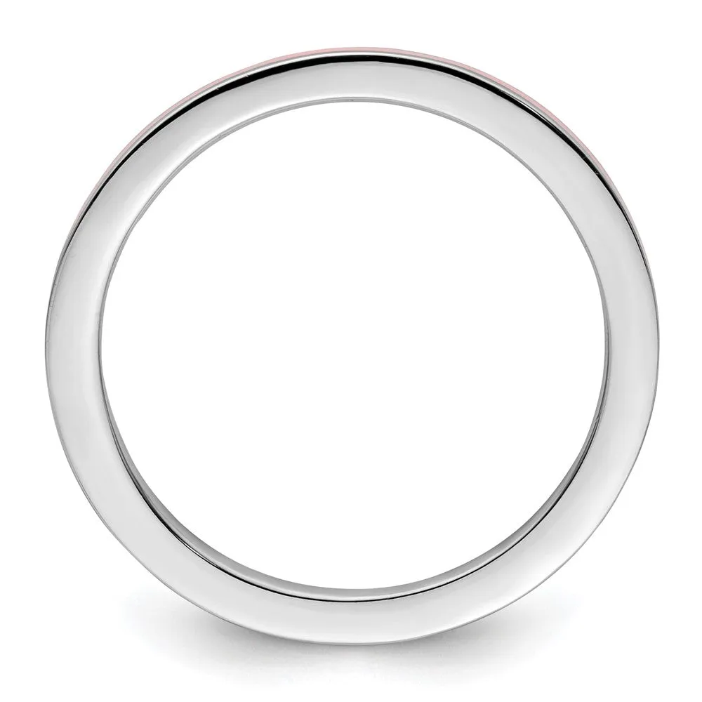 Stackable Expressions Pink Enameled 1.5mm Ring in Sterling Silver