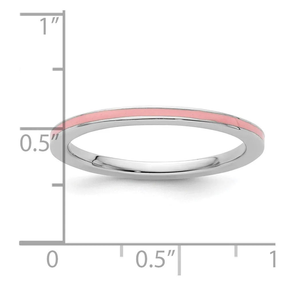 Stackable Expressions Pink Enameled 1.5mm Ring in Sterling Silver