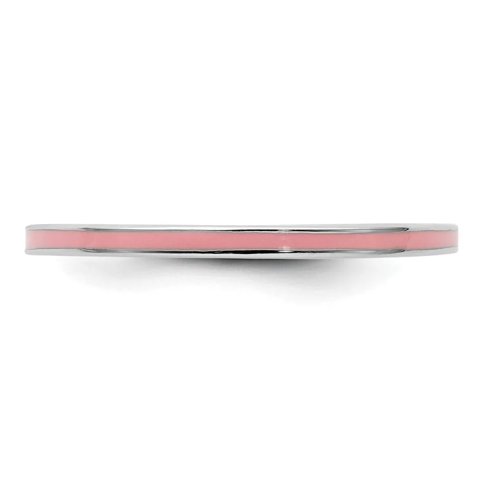 Stackable Expressions Pink Enameled 1.5mm Ring in Sterling Silver